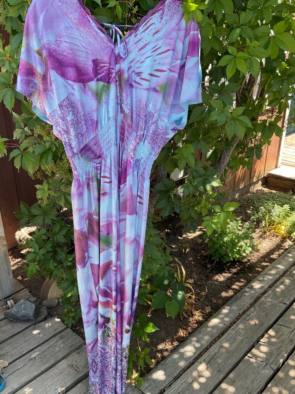 One World Abstract Shiny Floral and Sacred Geometry Vacation Dress